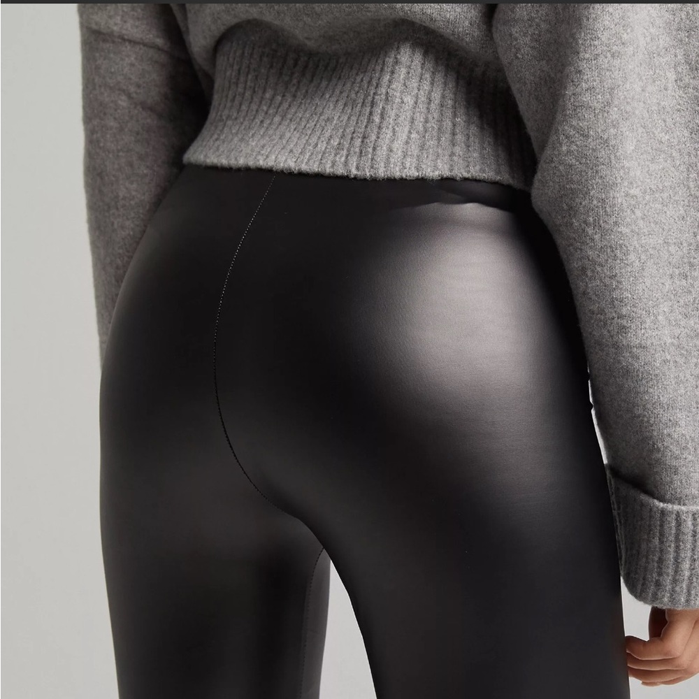 FAUX LEATHER HIGH WAISTED LEGGINGS - BLACK - Picture 5 of 9